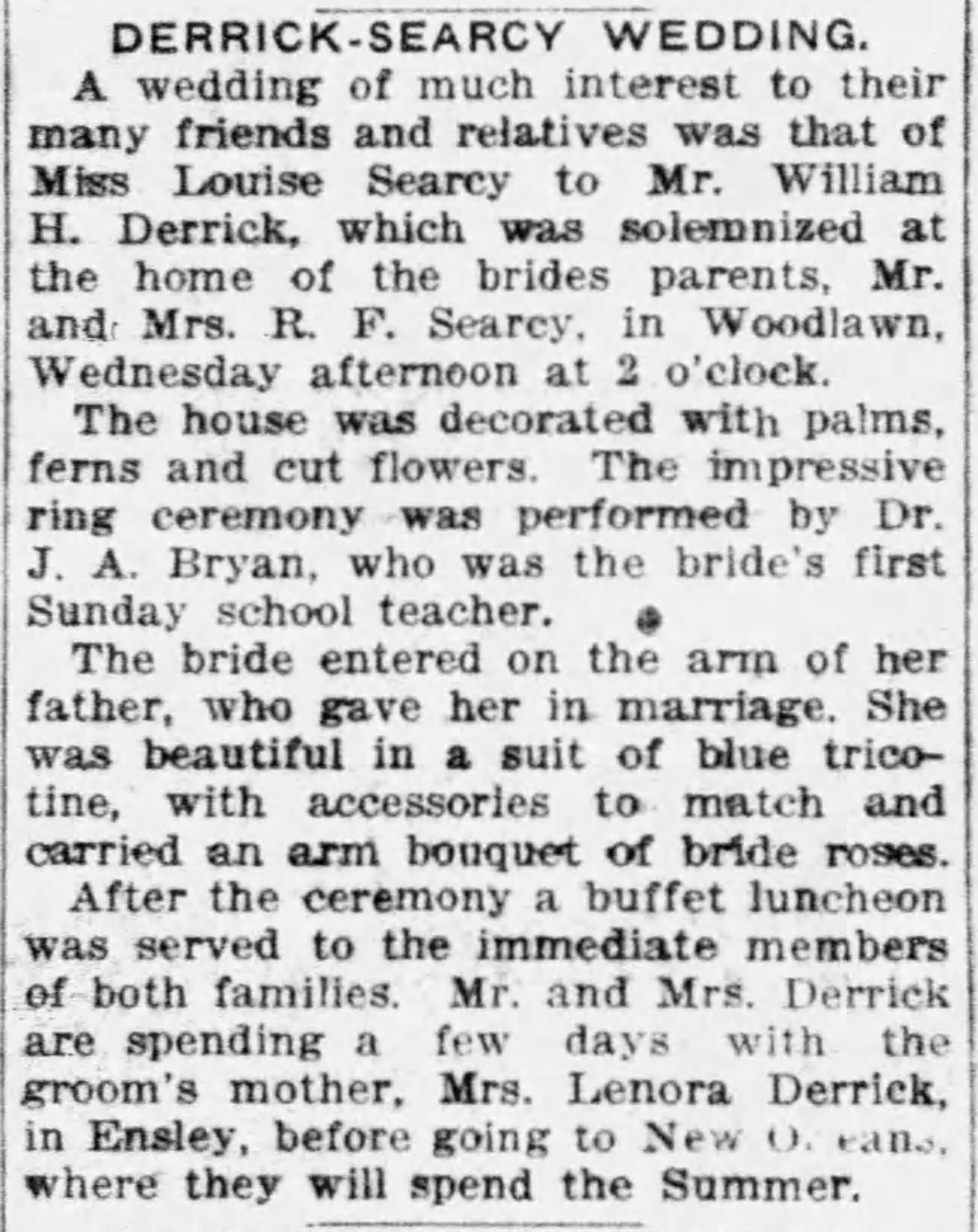 Louise Searcy-William H. Derrick